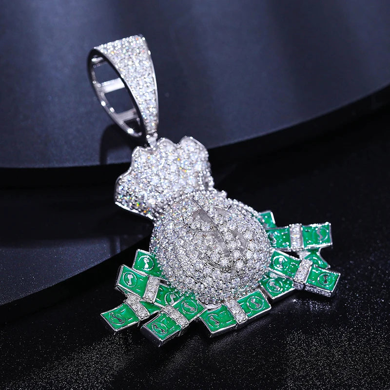 Money Bag Pendant D VVS1 Moissanite Pendant