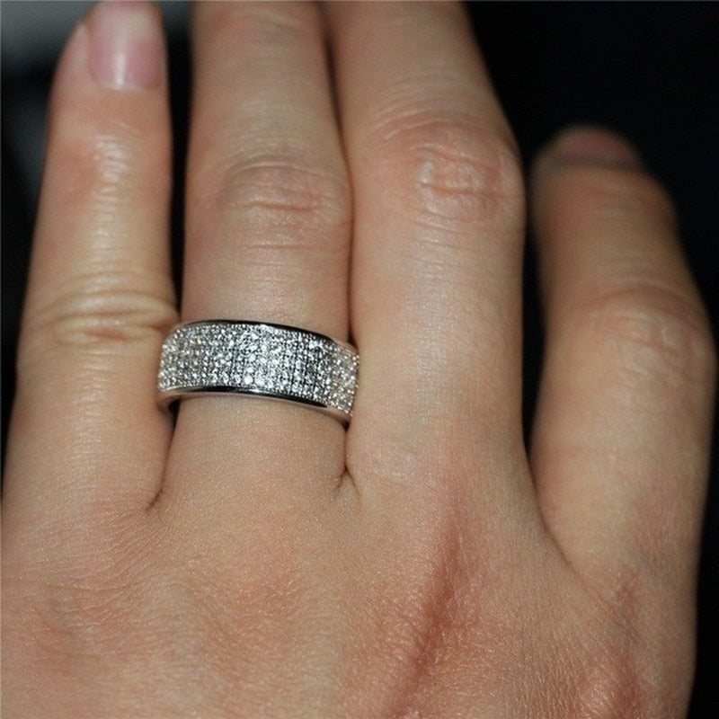 Round Inlaid White Zircon Ring
