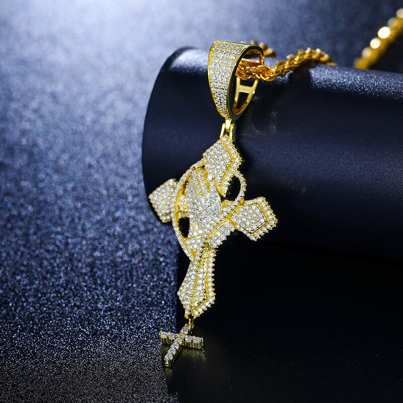Iced Out Moissanite Praying Hands Cross