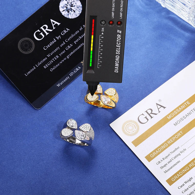 S925 D VVS Moissanite Waterdrop Ring