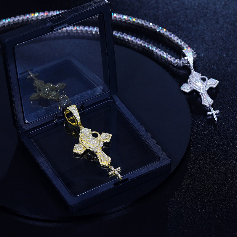 Iced Out Moissanite Praying Hands Cross