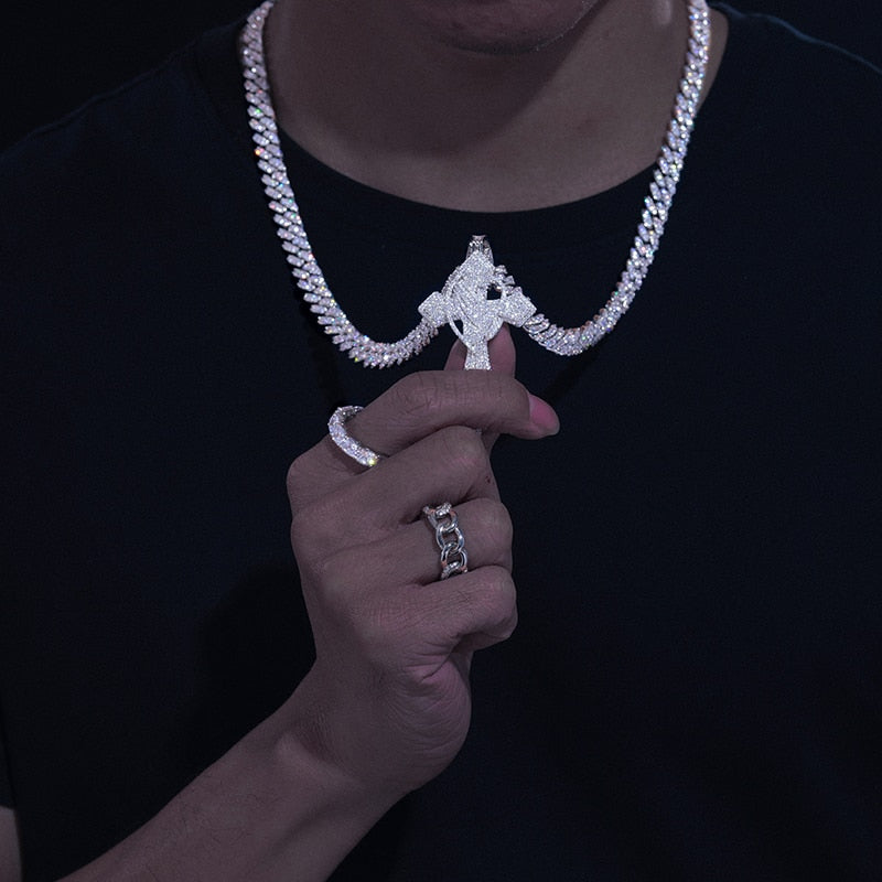 Iced Out Moissanite Praying Hands Cross