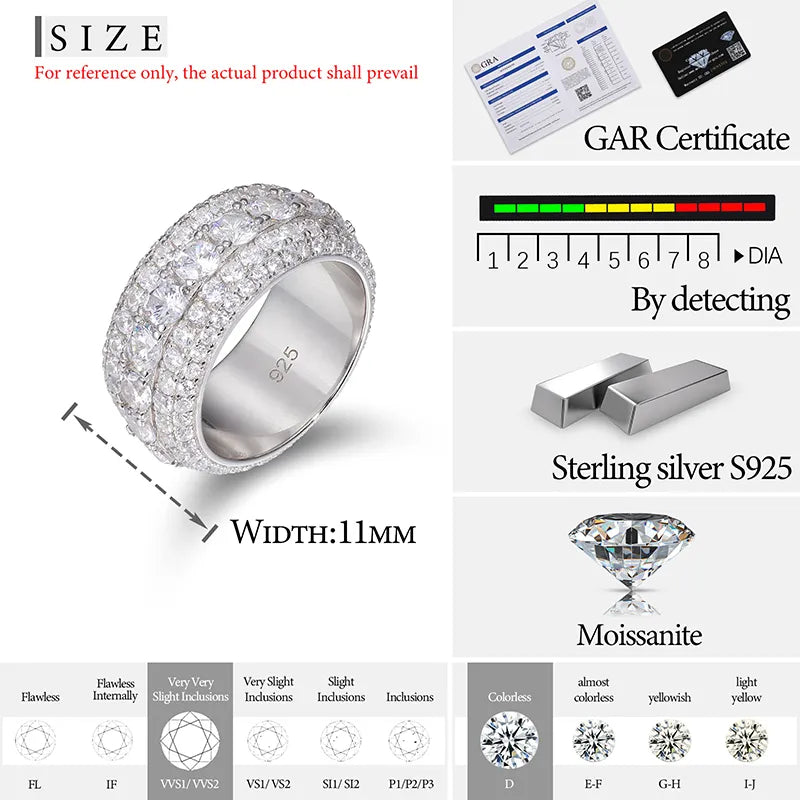 VVS1 Diamond Moissanite Ring With Paved Setting