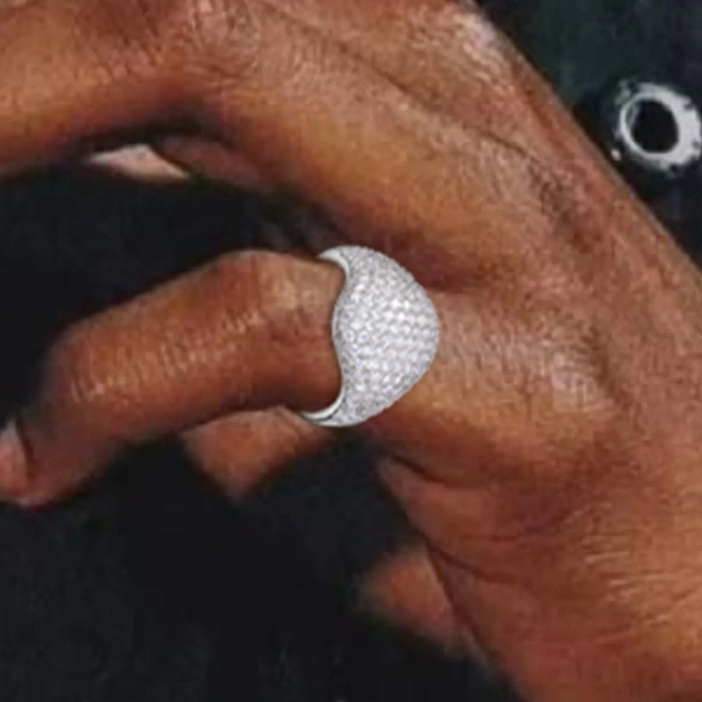 VVS1 Moissanite on 925 Sterling Silver Round 3D Diamond Pinky Ring