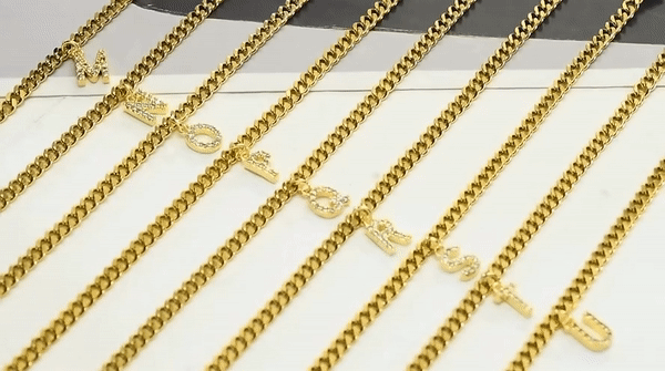 A-Z Initial Gold Cuban Link Anklet