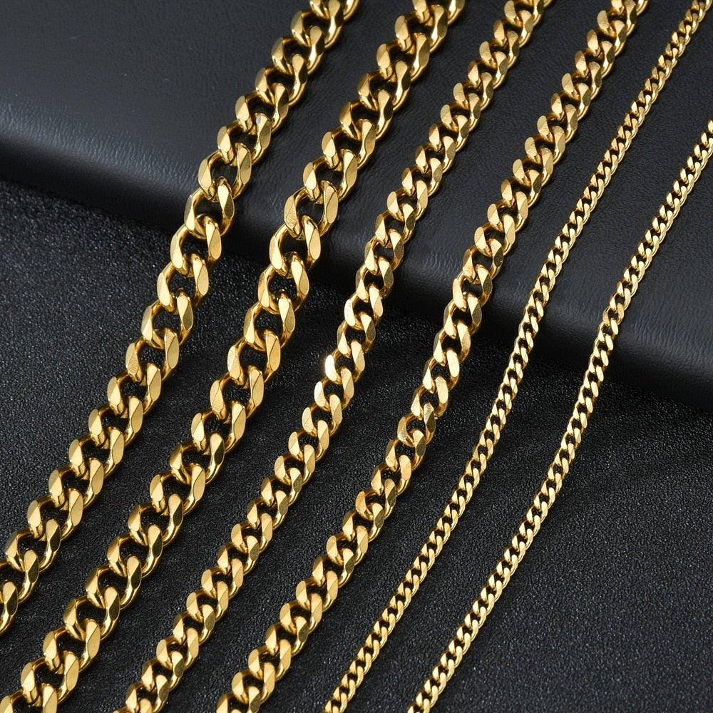 3,5,7mm Stainless Steel Cuban Link Chain