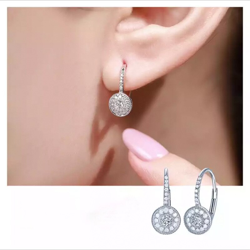 Zircon Round Crystal Hoop Earrings For Women