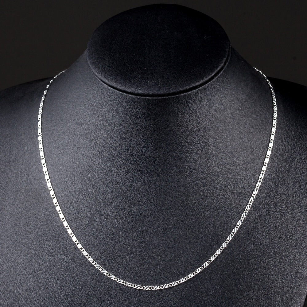 925 Sterling 2mm Chain Necklace For Women