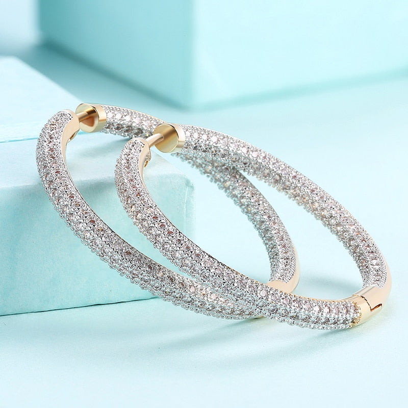 34mm 18K Gold Circle Hoop Earrings For Women