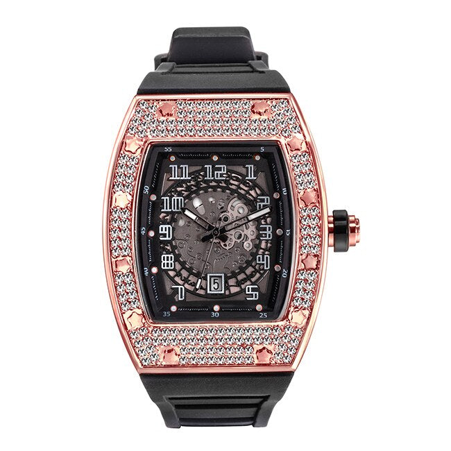 New Arrival Iced Out Full Moissanite Watches with Rubber Strap