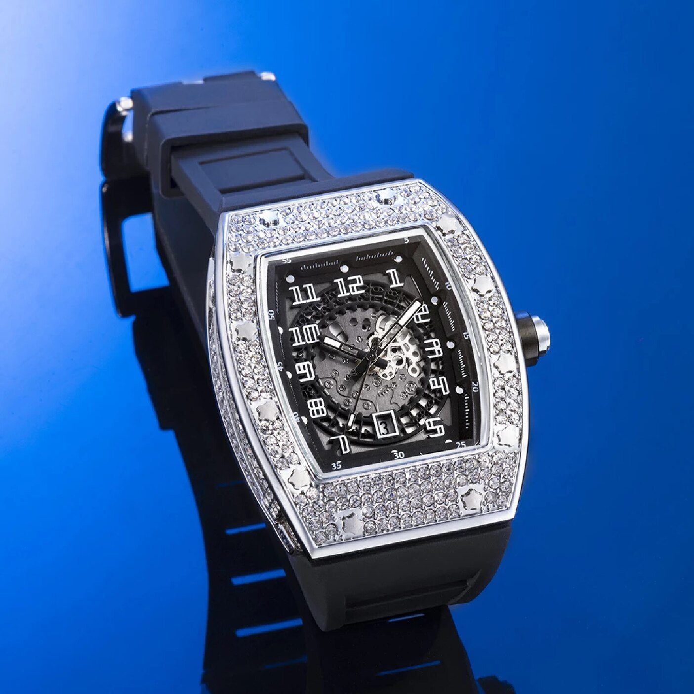 New Arrival Iced Out Full Moissanite Watches with Rubber Strap