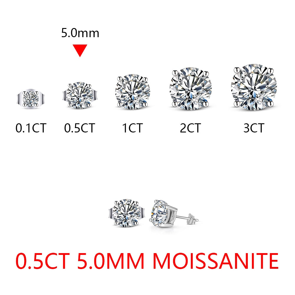 2 Carat 8.0mm D Color Moissanite Earrings