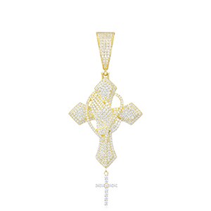 Iced Out Moissanite Praying Hands Cross