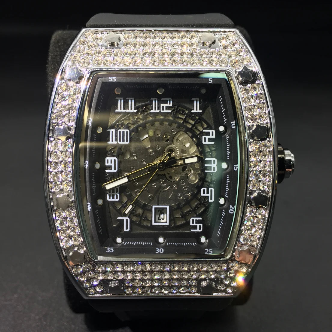 New Arrival Iced Out Full Moissanite Watches with Rubber Strap