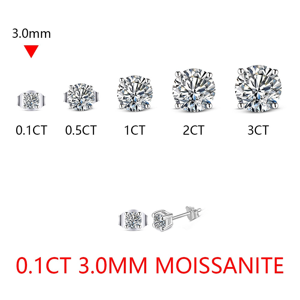 2 Carat 8.0mm D Color Moissanite Earrings