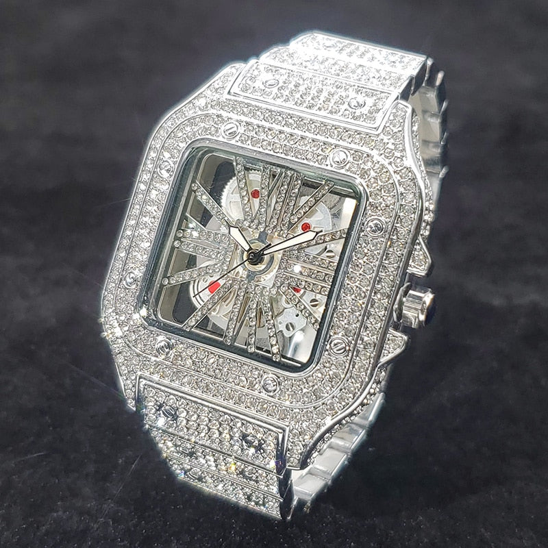 Square Hollow Iced out Quartz Watch