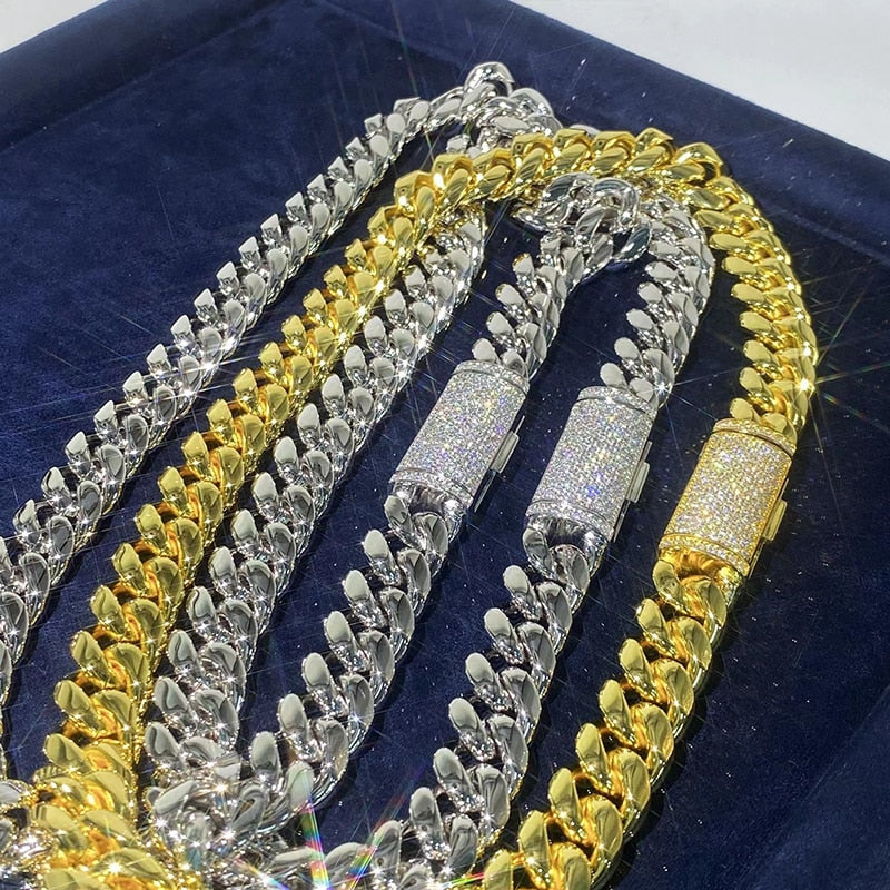 8-10mm Cuban Link Chain With Iced Out Moissanite Buckle