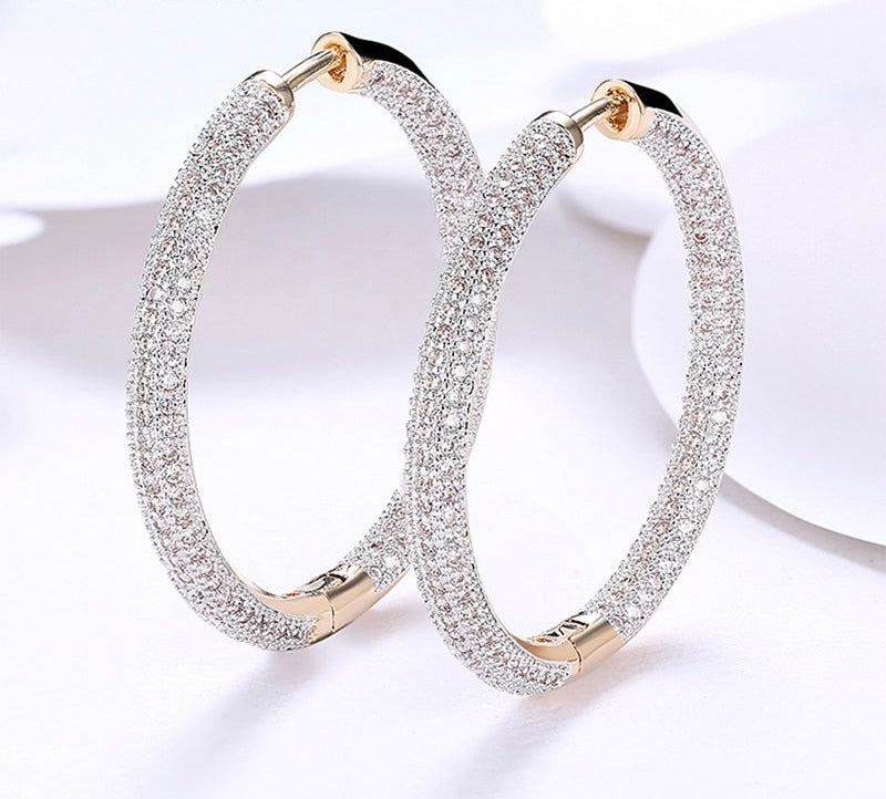34mm 18K Gold Circle Hoop Earrings For Women
