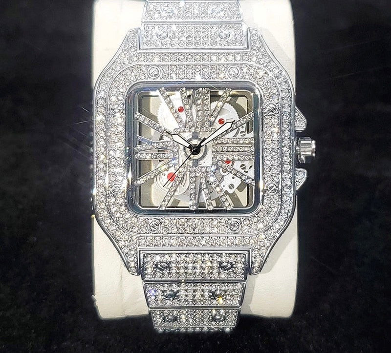 Square Hollow Iced out Quartz Watch