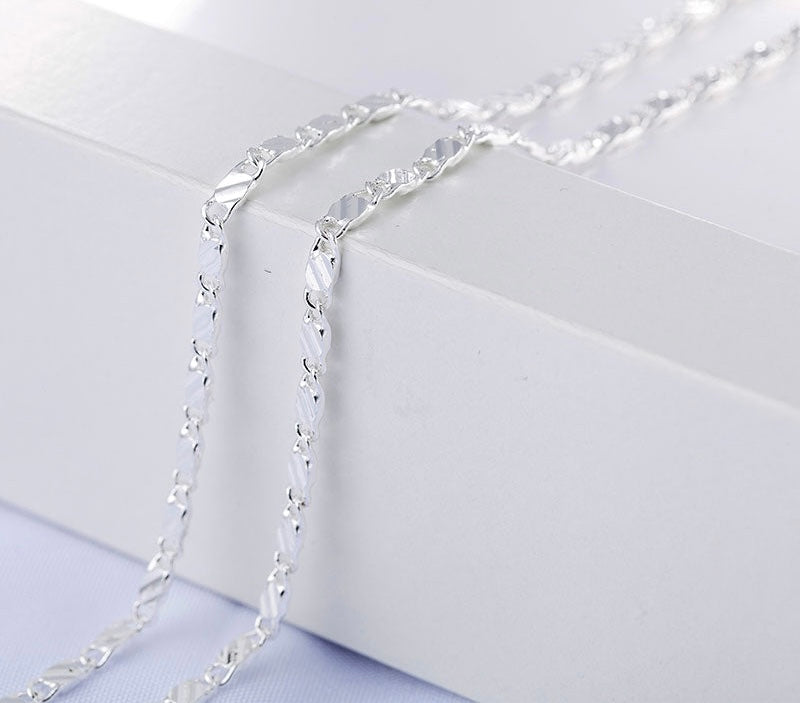 925 Sterling 2mm Chain Necklace For Women