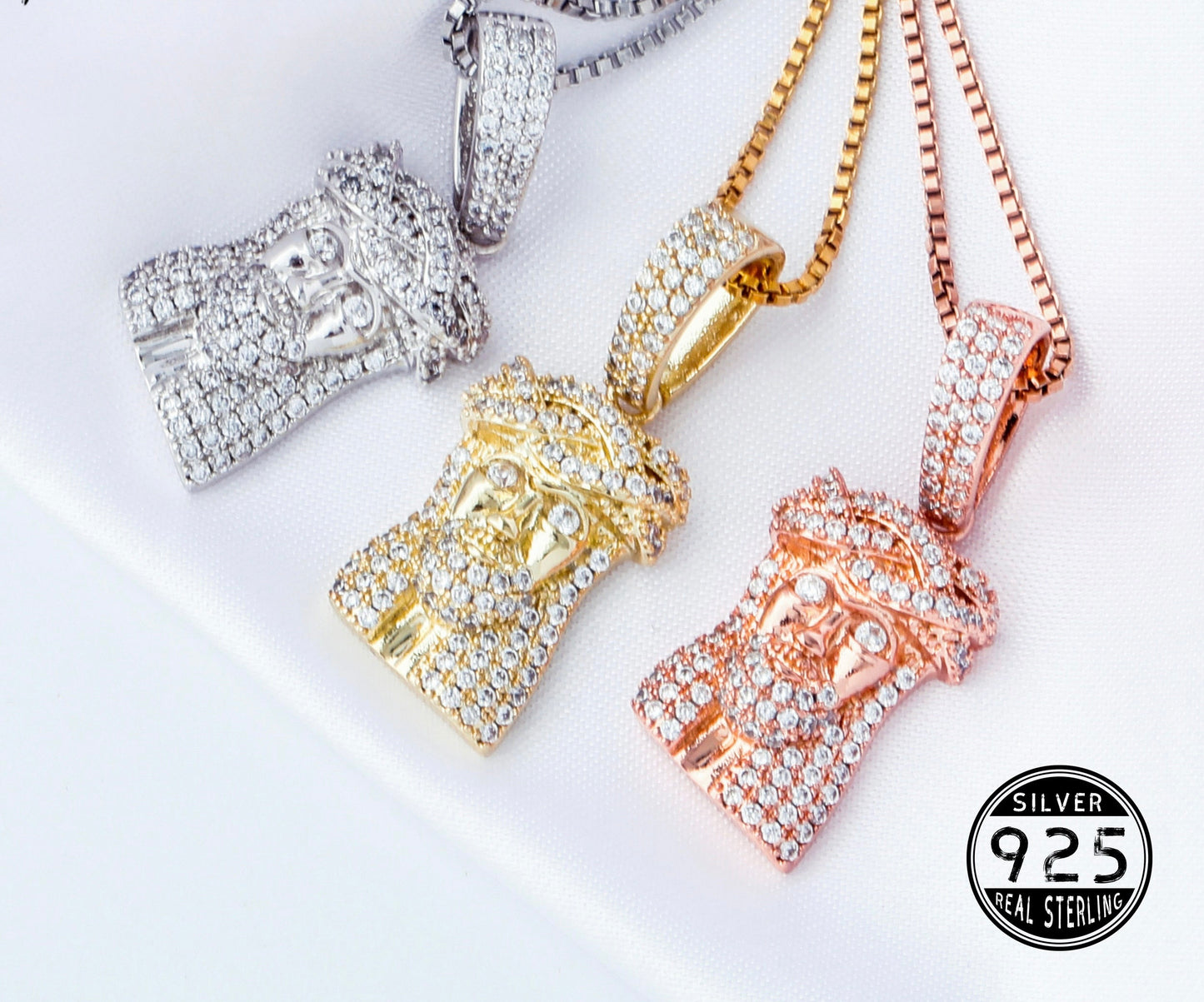 Iced Out 925 Sterling Silver Jesus Piece Pendant