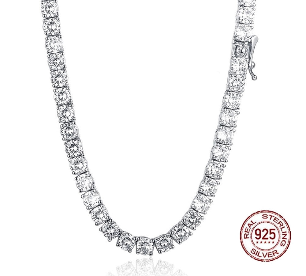4 mm Paved Zircon 925 Sterling Silver Tennis Necklace