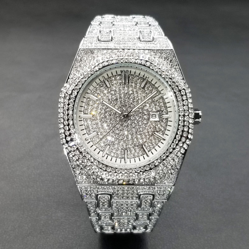 Iced Out Luxury Diamond Quartz Watch